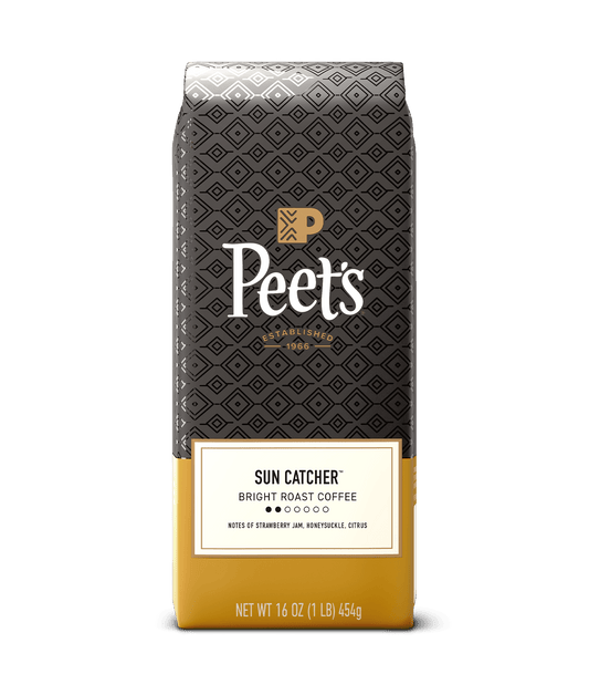 Peet's Coffee bag with 'Sun Catcher' label on a transparent background