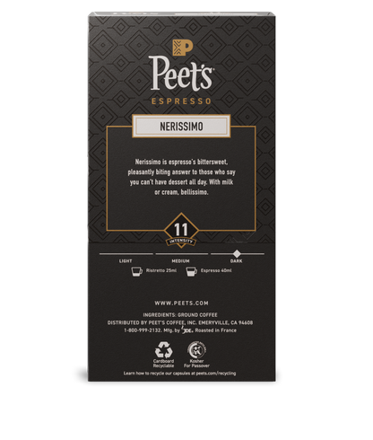 Peet's Espresso Nerissimo coffee capsule packaging on a white background