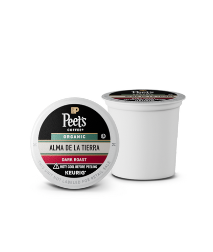 Two Peet's Coffee K-cups on a white background