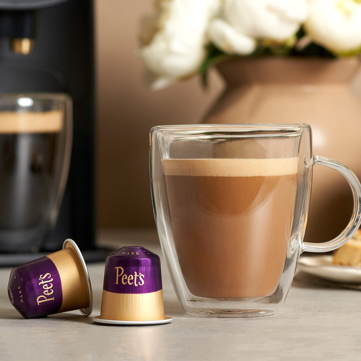 Image of a perfect layer of velvety crema only high-pressure brewing can create.