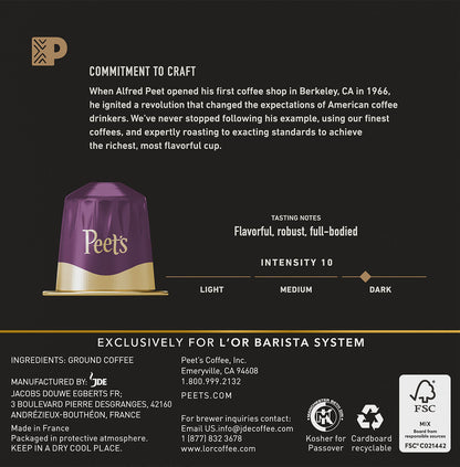 Image of Peet's French Roast Coffee Back of Box.