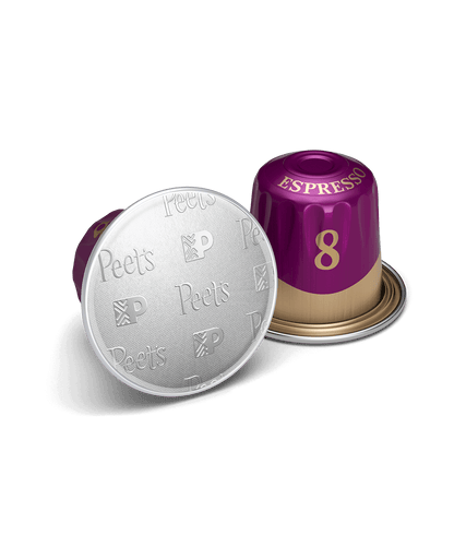 Peet's Coffee Ricchezza Nespresso Capsules shown up close with detail